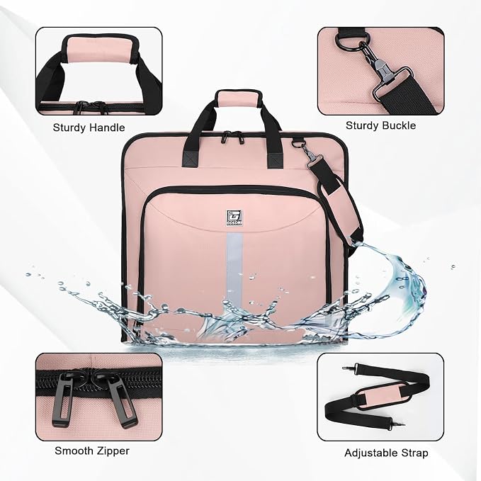 Goloni Garment Bag For Men Women Travel & Business,Hanging Clothes & Multiple Compartment,Waterproof Foldable Suit Bag Pink - Image 5