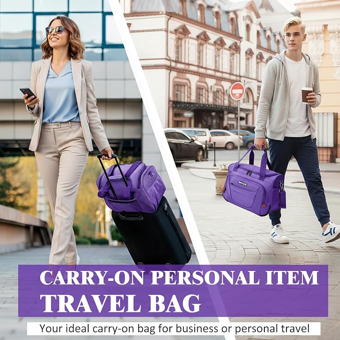 Underseat Carry On luggage Bag Airplanes Personal Item Bags, Gym Bag for Men Weekender Overnight Travel Tote Bag Shoulder Small Softside Carry on Luggage Travel Duffel Bags For Men Women -16 IN Purple - Image 3