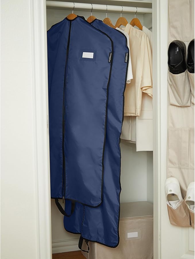 Covermates Keepsakes Garment Bag Set for Closet Storage and Travel – Breathable Suit and Dress Bags with ID Window and Carrying Handles – Heavy-Duty Hanging Wardrobe Protection Set, Blue - Image 6