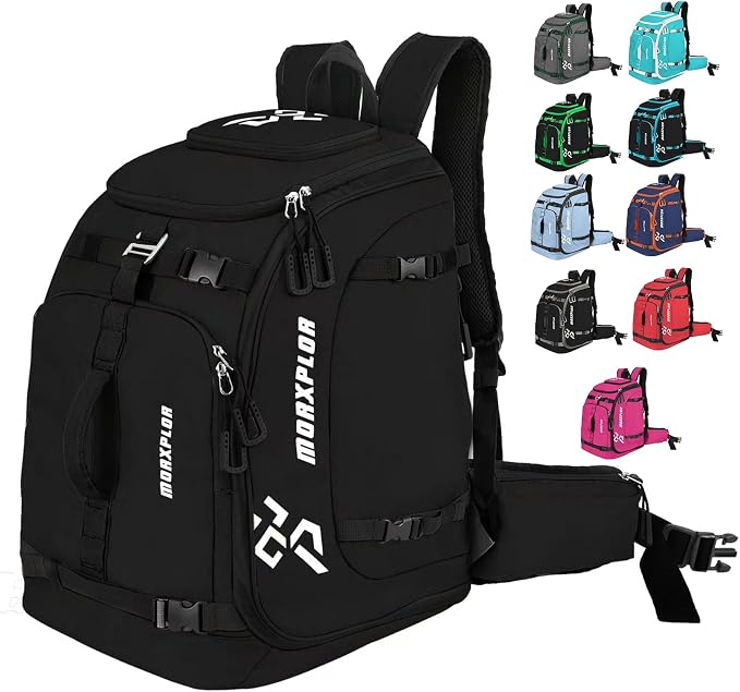 MORXPLOR Ski Boot Bag - 65L Padded, Waterproof Ski Travel Backpack for Gear & Accessories by MORXPLOR