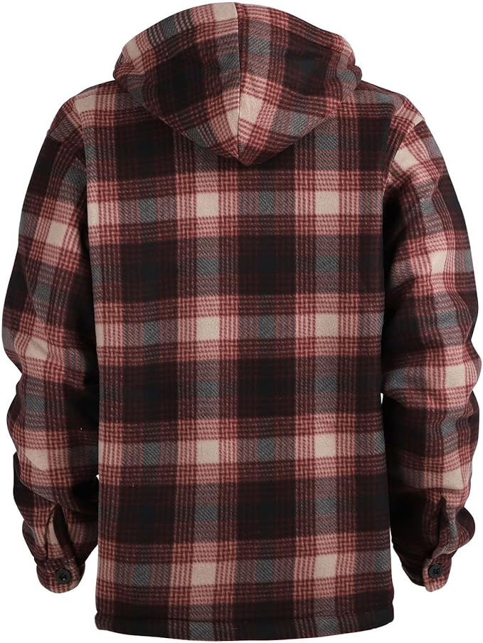 Facitisu Hoodies for Men Sherpa Lined Heavyweight Flannel Jackets Fleece Plaid Winter Warm Coats