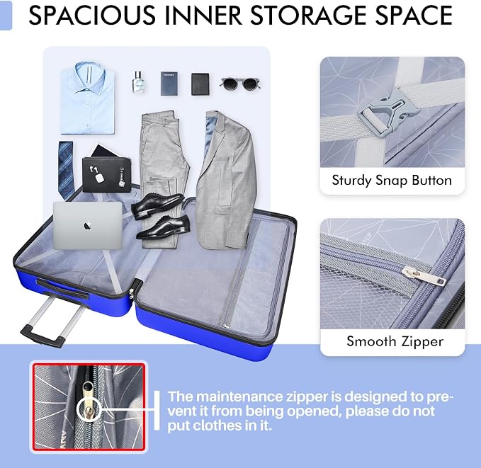 AnyZip Luggage PC ABS Hardside Lightweight Suitcase with 4 Universal Wheels TSA Lock Checked-Large 28 Inch Blue - Image 4