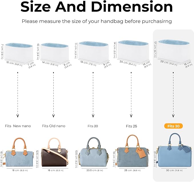 Purse Organizer Insert for LV Speedy 30 Handbag, Custom Fit Inside Premium Celeste Lightweight Water Resistant Tote Bag Insert with Cup Holder Accessories - Image 2