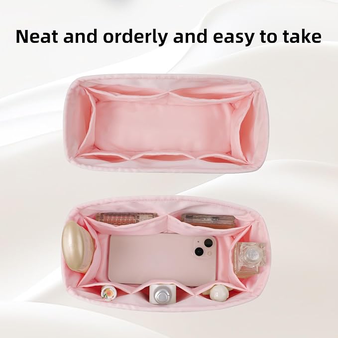 DGAZ Silk Purse Organizer Insert For Dior Book Tote mini/S/M/L，Silky Smooth Bag Organizer，Luxury Handbag & Tote Shaper（Pink，BT-L） - Image 3