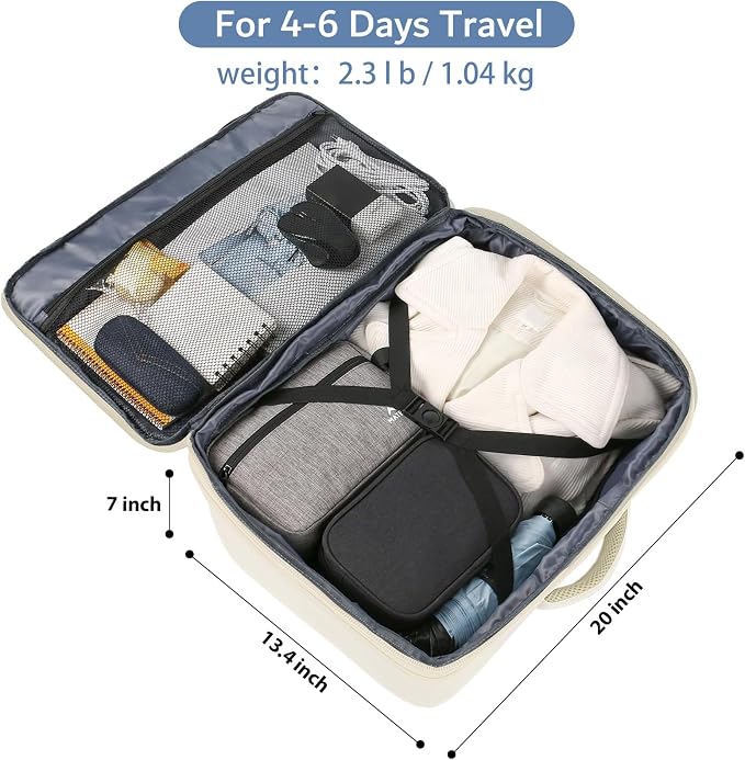 MATEIN Large Backpack for Travel Flight Approved, 45L Carry on Backpack with Padded Shoulder Straps for Adult, Men, Women, Expandable Daypack for Clothes, Travel Essentials, Beige | Expandable Daypack with Padded Shoulder Straps for Adult Men Women, Fi... - Image 4