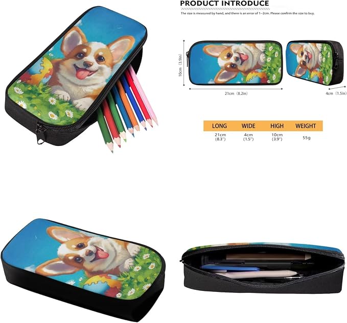 Cute Corgi Backpack for School Girls Backpack with Lunch Box Water Bottle Holder and Soft Pencil Case 4PCS Set 17" Large Bookbag with Compartments Lightweight Elementary School Bag for Kids - Image 6