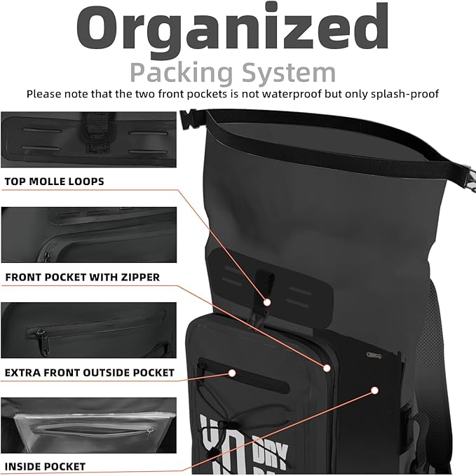 MORXPLOR Dry Bag Waterproof,5L/10L/20L/30L/40L/55L Roll Top Dry Bag Backpack with WaterProof Phone Case for Swim,Kayak - Image 4