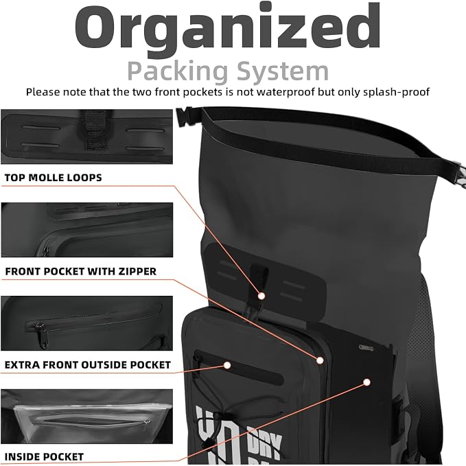 MORXPLOR Dry Bag Waterproof,5L/10L/20L/30L/40L/55L Roll Top Dry Bag Backpack with WaterProof Phone Case for Swim,Kayak - Image 4