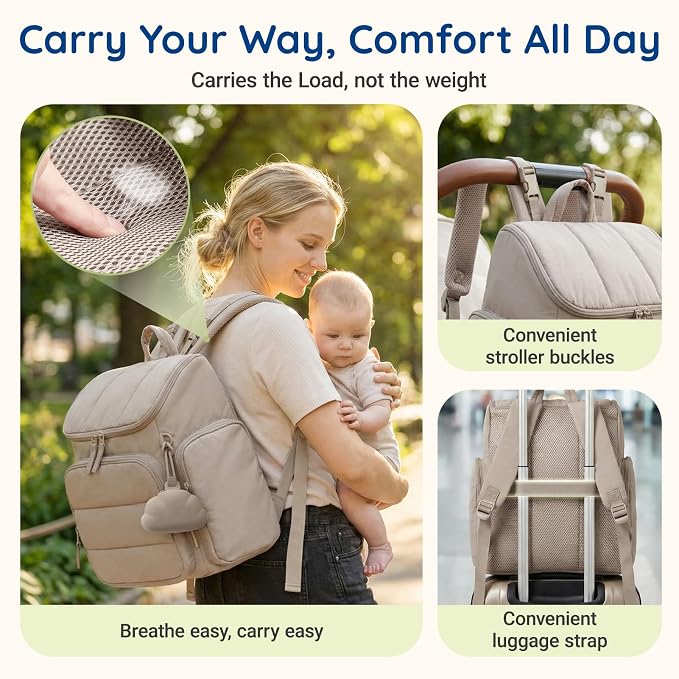 mommore Diaper Bag Backpack, Baby Bag with Waterproof Changing Pad and Stroller Straps for Toddler, Diaper Backpack for Mom Dads with Insulated Pockets & Pacifier Case, Travel Essential, Leopard - Image 4