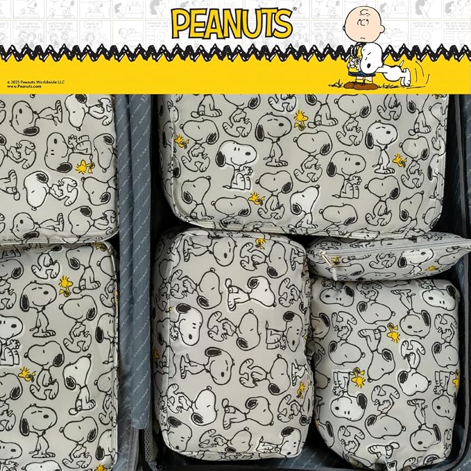 Peanuts Snoopy Beauty 7 Piece Soft Storage Organization Packing Cubes Travel Set (Officially Licensed Product) By Franco Collectibles - Image 8