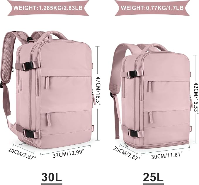 coowoz Travel Backpack For Women Men,Carry On Backpack,Hiking Backpack Waterproof Outdoor Sports Rucksack Casual Daypack travel essentials（Pink Purple） - Image 4
