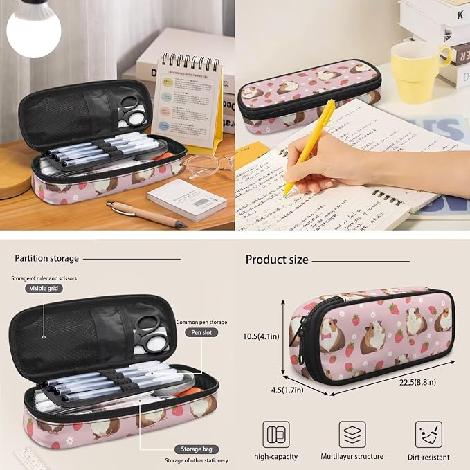 Guinea Pig Backpack for School Girl's Backpacks Set Kids Schoolbag for Girl with Lunch Bag and Pencil Case 3 in 1 Rucksack 17 Inch Casual Daypack Strawberry School Bag - Image 5