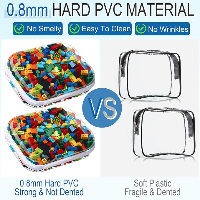 Sanwuta 6 Pcs Clear Hard Zipper Case Hard Plastic Zipper Pouches Makeup Bag Pencil Pouches Transparent Cases for Snacks Plastic Storage Organizer Box for Travel(Clear,7.87 x 5.9 x 2 Inch) - Image 4