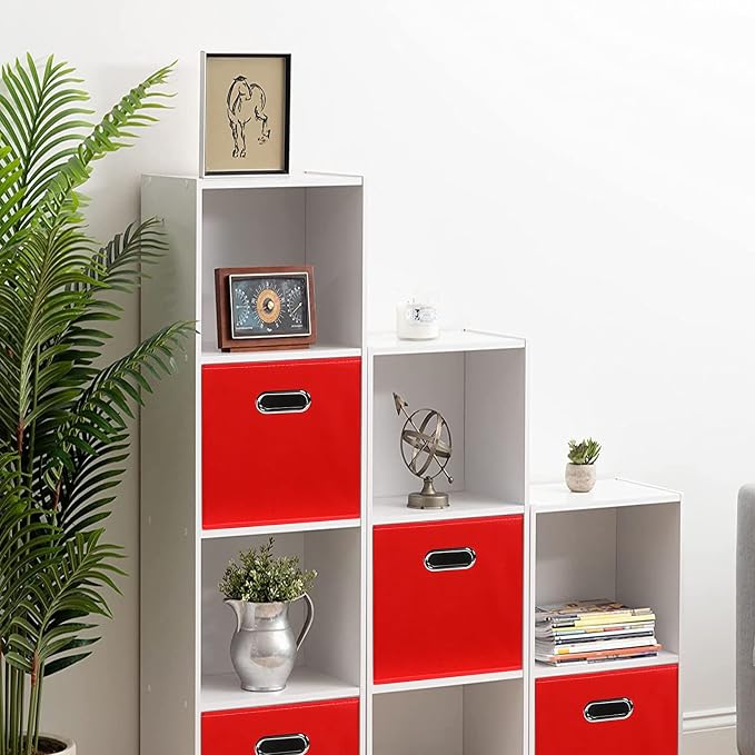 Fabric Cloth Storage Bins,Fabric Cube Bins Organizer with Dual Handles Foldable Cube Storage Baskets for Home Bedroom Storage,Set of 6,(Red) - Image 4