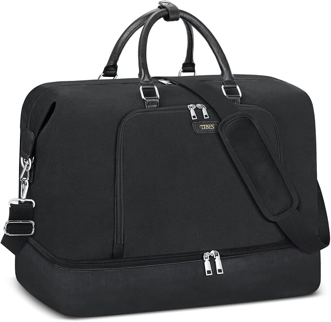 Travel Weekender Bag for Women, 21" Overnight Bag with Shoe Compartment 50L Large Travel Duffel Bag Carry On Tote for Weekend, Overnight, Business Trips, Water Resistant by TIBES