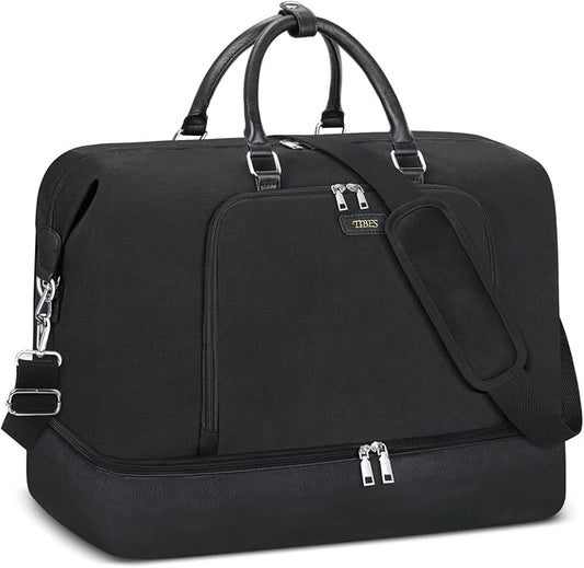 Travel Weekender Bag for Women, 21" Overnight Bag with Shoe Compartment 50L Large Travel Duffel Bag Carry On Tote for Weekend, Overnight, Business Trips, Water Resistant by TIBES