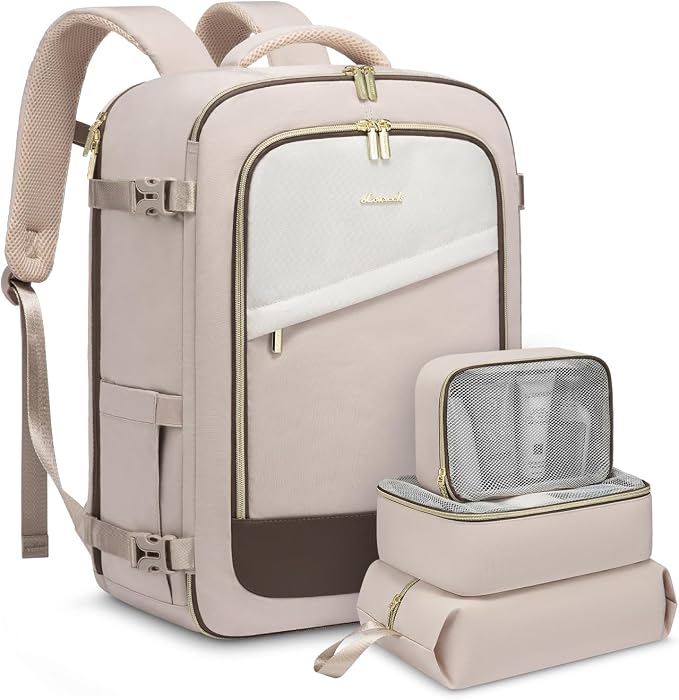LOVEVOOK Travel Backpack for Women, 40L Carry On Backpack for Airplanes, Personal Item Bag for Airlines Fits 17 inch Laptop, TSA Approved Luggage with 3 Packing Cubes,Waterproof Weekender Gym Backpack by LOVEVOOK