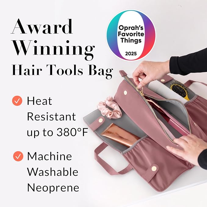 KUSSHI Hair Tools Bag - Oprah’s Favorite Things Winner - Neoprene Hair Tools Travel Bag & Hair Accessories Organizer Case (Mauve) - Image 2
