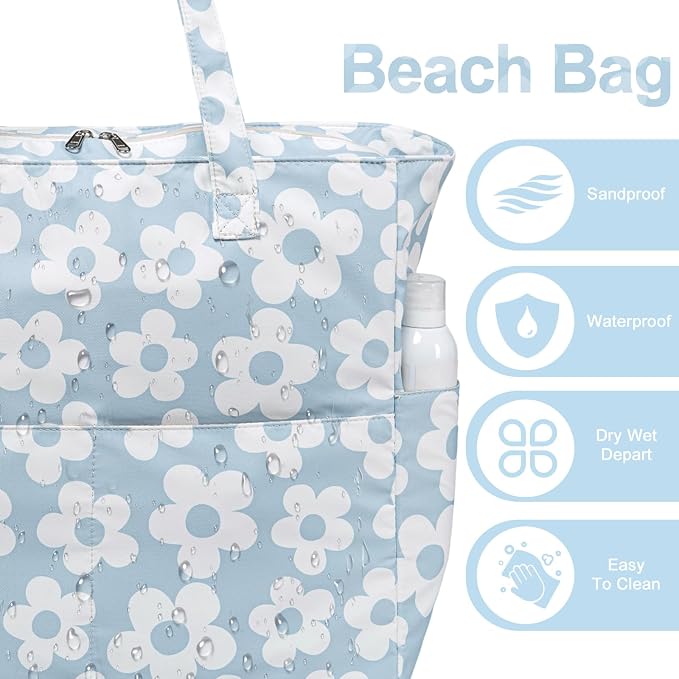 Bluboon Waterproof Beach Tote Pool Bags for Women Ladies Extra Large Carry On Bag With Wet Compartment for Weekender Travel - Image 7