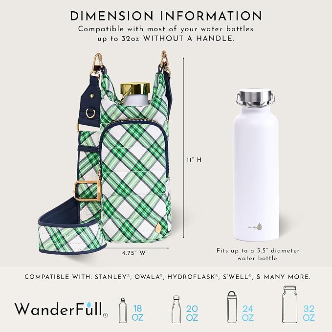 WanderFull® Original HydroBag®, Fits Up to 32 oz Water Bottle Holder with Strap, Gift for Women, Hands-Free Crossbody, Water Bottle Carrier Bag with Phone Pocket - Image 3
