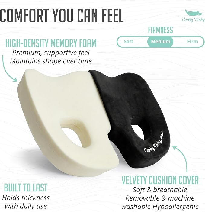 Cushy Tushy Premium Foldable Piriformis Seat Cushion - Piriformis Pain and Sciatic Pain Relief Cushion - for Home & Office Use, Perfect for Travel or Driving - Image 3