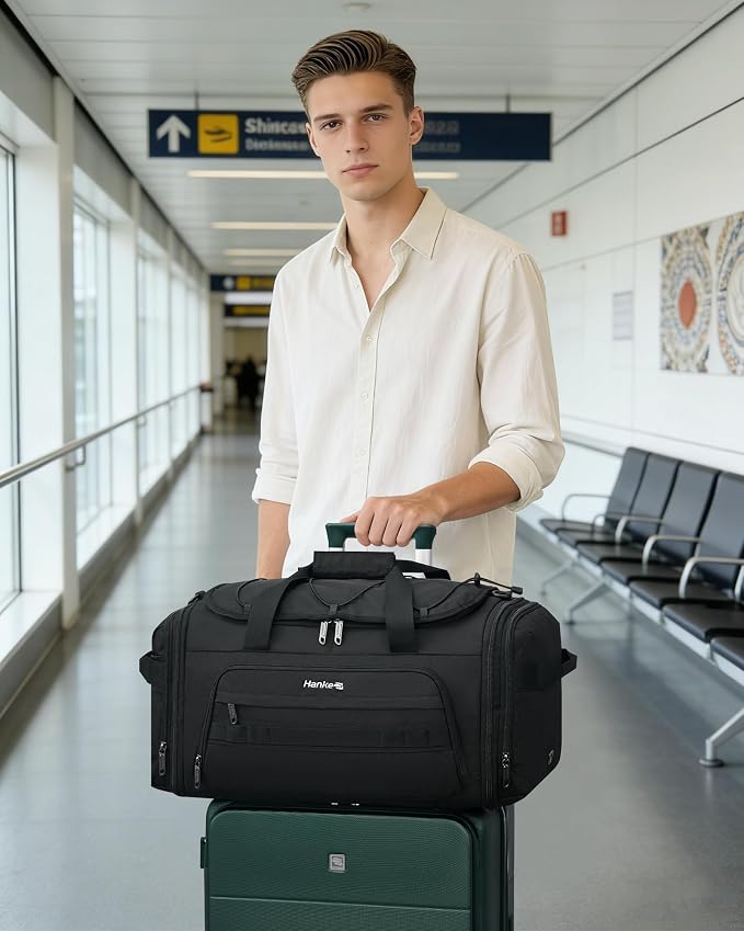 Hanke Duffle Bag for Travel, Dual Expandable 45L-55L Carry On Duffel, 3 In 1 Weekender Tote, Water Resistant Overnight Bag with 15.6" Compartment for Men Women, Caribbean Blue - Image 8