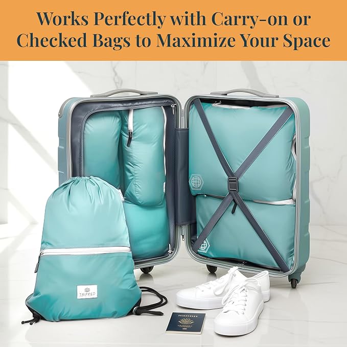 Extra Large Compression Packing Cube 6 Piece Set for Travel and Check Luggage by TRIPPED Travel Gear - Image 2
