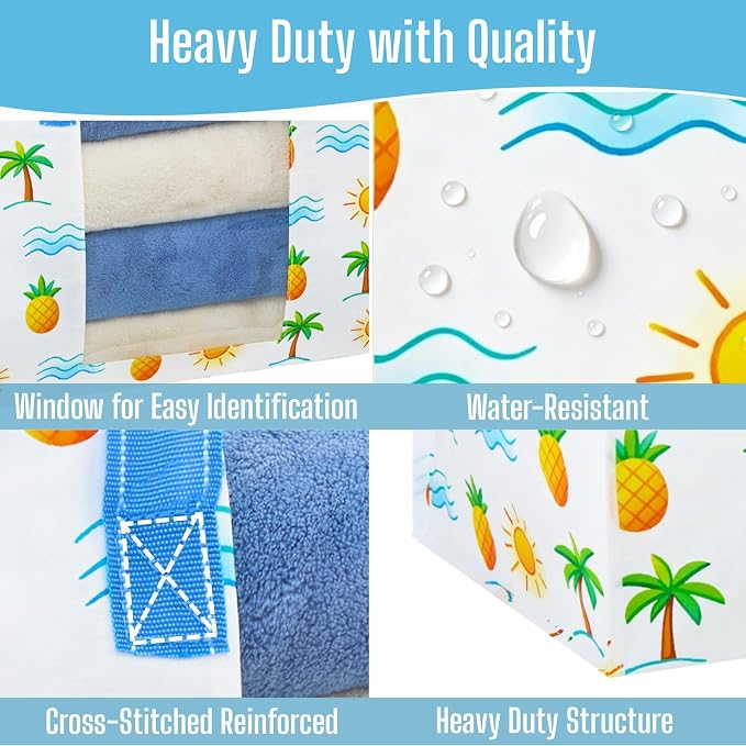 VENO 8 Pack Heavy Duty Moving Bags, Clothes and Comforter Storage Bags with Clear Window, College Dorm Essentials Packing Supplies, Foldable Boxes Alternative (Tropical Island, 8 Pack) - Image 4