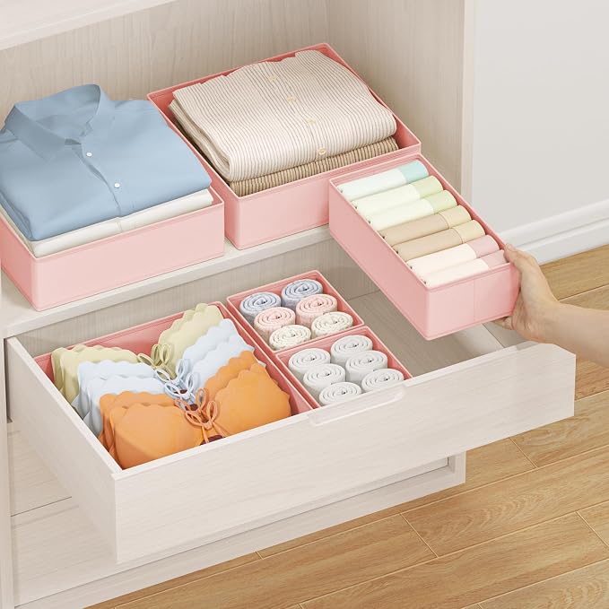 DIMJ Drawer Organizer Clothes Storage - 24 Pack Baby Dresser Organizer for Nursery, Small Fabric Closet Drawer Organizer Bins for Underwears Socks, Foldable Storage Dividers Organization for Bedroom - Image 4