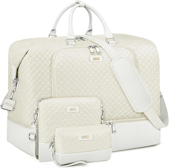 Travel Weekender Bag for Women, 21" Overnight Bag with Shoe Compartment 50L Large Travel Duffel Bag Carry On Tote for Weekend, Overnight, Business Trips, Water Resistant by TIBES
