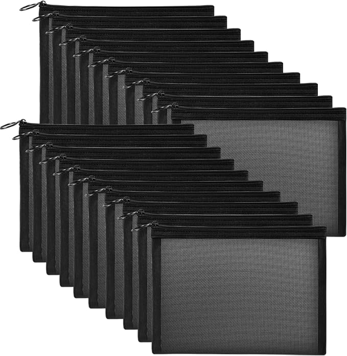 Unoutur 20 Pieces Mesh pouch, Mesh Makeup Bag Portable Makeup Pouch Travel Toiletry Bag for Makeup Organizer Home Office Travel Accessories, Mesh Cosmetic Bag with Zipper by Unoutur