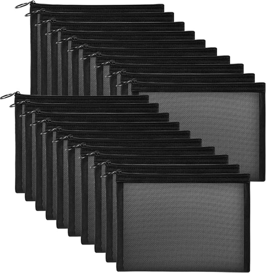 Unoutur 20 Pieces Mesh pouch, Mesh Makeup Bag Portable Makeup Pouch Travel Toiletry Bag for Makeup Organizer Home Office Travel Accessories, Mesh Cosmetic Bag with Zipper by Unoutur