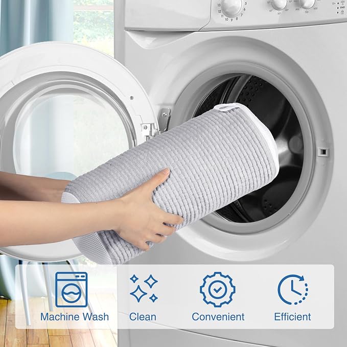 Teletrogy Shoe Laundry Bags for Washing Machine, Reusable Laundry Shoe Bag for Washer and Dryer, Fluffy Fibers 360° Wrap Around Cleaning, Adjustable Protective Shoe Trees - Home Dorm Travel, Gray - Image 7