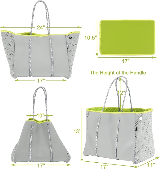 QOGiR Neoprene Multipurpose Beach Bag Tote with Inner Zipper Pocket … … … … - Image 4