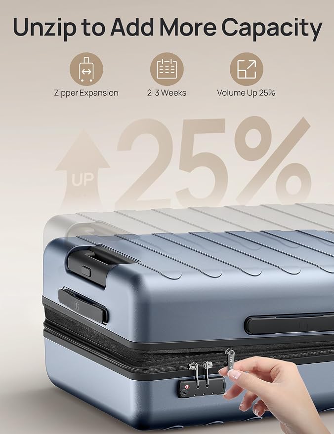 NINETYGO Medium Checked Luggage 24 Inch, Checking In Luggage with Smooth Spinner Wheels, Expandable, Hard Shell PC Suitcase, Lightweight Travel Luggage, TSA Approved (Shadow, Rhine Max) - Image 4