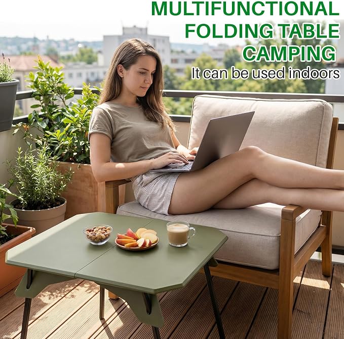 TOPCHANCES Folding Camping Table, Ultralight Aluminum Portable Table with Adjustable Height, 2-in-1 Carry Bag for Outdoor Picnic, Travel, Beach, BBQ & Festival (Army Green) - Image 7