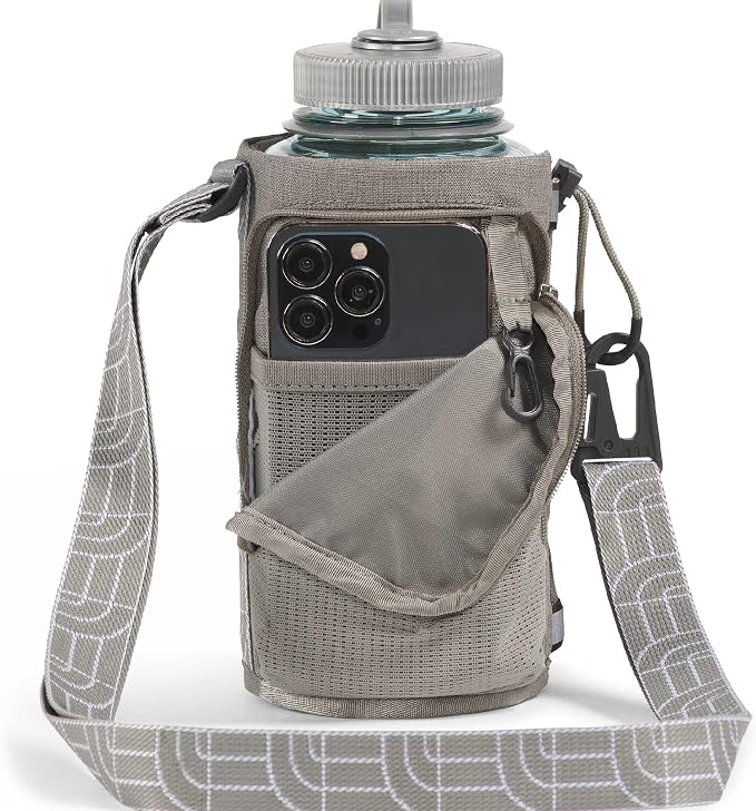 The North Face Borealis Water Bottle Holder - Adjustable Strap, Water-Repellent Finish, External Pocket with Key Hook, Stone Slab Light Heather/Stone Slab, One Size | Adjustable Strap, Water-Repellent Finish, External Pocket - Image 4