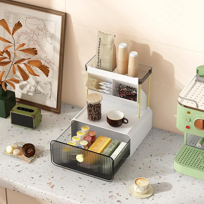 FOLLOWIN 3 Tier Makeup Organizer, Vanity Desk Cosmetic Display with Drawer | Detachable Brush Holder, Washable, Fits Bathroom Office Coffee Bar Nook, Compact Countertop Vertical Storage, Space-Saving - Image 4