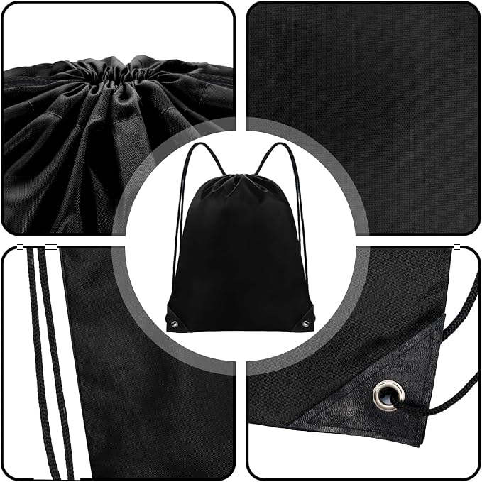 Grneric Black Drawstring Bags 28 PCS Drawstring Backpack Bulk String Backpack Cinch Bag Sackpack for Men Women Gym (Black) - Image 3