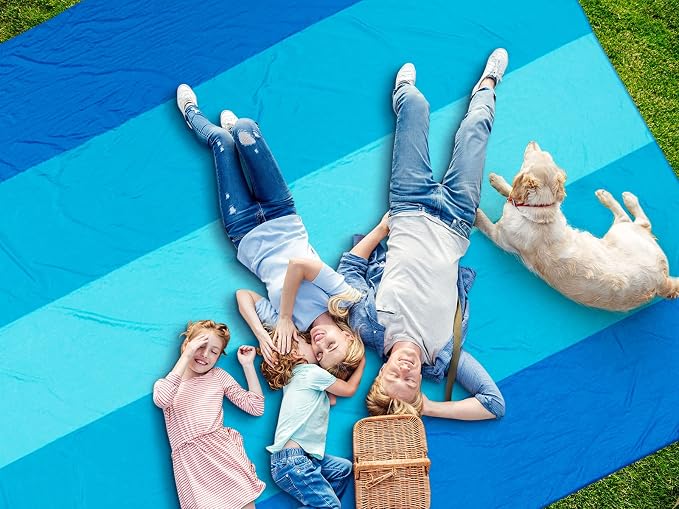WIWIGO Beach Blanket Sandproof Extra Large Beach Mat Adults Waterproof Quick Drying Sand Free Mat Made by Premium Polyester with 4 Stakes & 4 Corner Pockets for Outdoor Travel Camping Hiking - Image 6