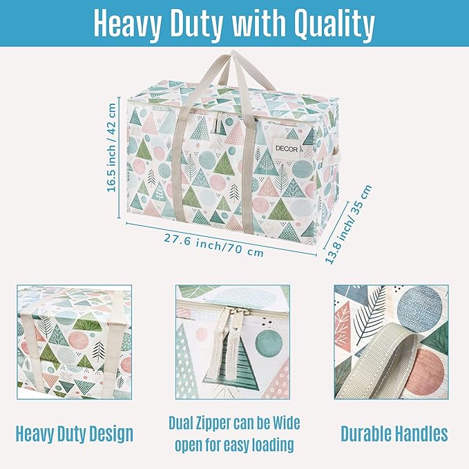 VENO 2 Pack Heavy Duty Moving Bags, Extra Large Storage Bags with Reinforced Handles & Strong Zippers, Foldable & Reusable Moving Box Alternative for Clothes & Dorm Storage - Image 3