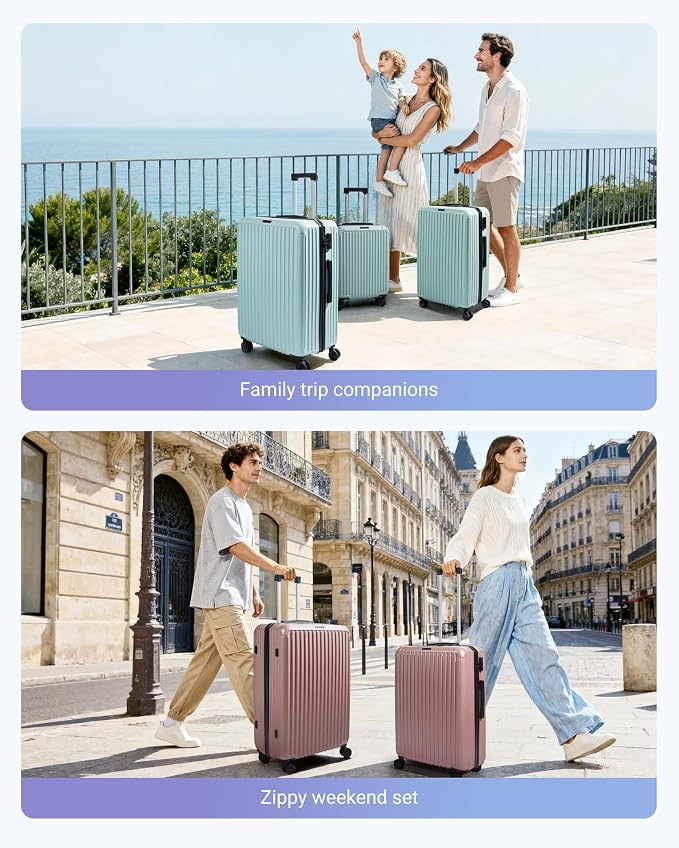 LIGHT FLIGHT 3 Piece Luggage Sets With Spinner Wheels Hardshell TSA Lock | Durability, Spinner Wheels, Hardside Lightweight, TSA Lock, Durable, PC+ABS, Mobility, - Image 9