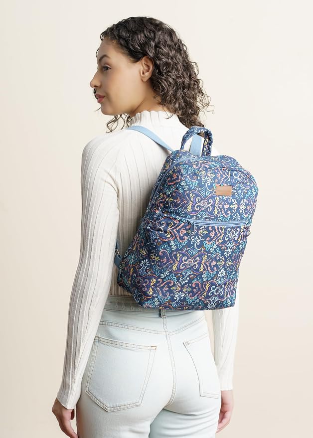 Maison d' Hermine Backpack for Women Men Cotton Shoulder Multipurpose Rucksack with Small Pouch Lightweight Multi Pocket Bag for Travel Work Beach Perfect for Spring Summer (Oris - Blue) - Image 7