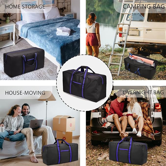 150L Large Duffle Bag for Travel 37” Diffle Bag for Overnight Weekender Camping, Storage for Men Women, Blue - Image 9
