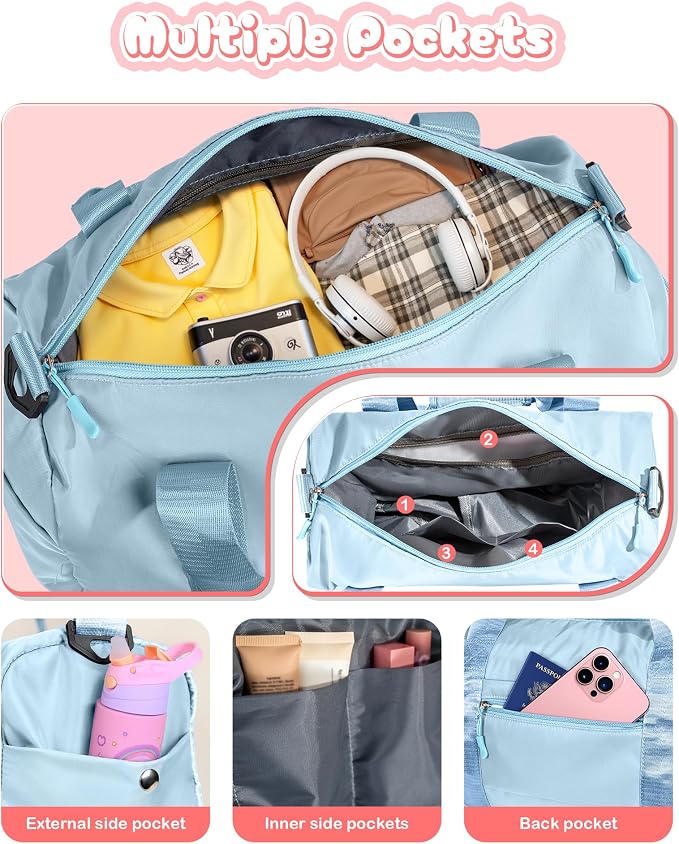 Gifts for Daughter-Girl Gym Bag with Shoe Compartment, Kid Personalized Weekender Overnight Bags, Initial Travel Tote with Makeup Pouch, Gift for Granddaughter Sister Niece (Letter H) - Image 5
