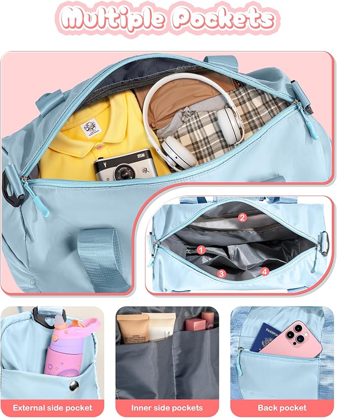 Birthday Gift for Daughter-Girl Gym Bag with Shoe Compartment, Kid Personalized Weekender Ballet Bags, Initial Travel Tote with Makeup Pouch, Girls Cheer Up Gifts (Letter A) - Image 4