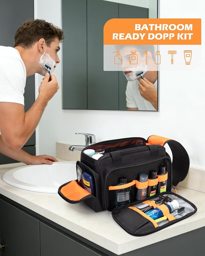 Tactical Travel Toiletry Bag for Men, Extra Large Dopp Kit Organizer | Large Toiletry Bag with Dual Way Zippers, Tactical Design, Wet & Dry Separation,Travel Hygiene Bag for Shaving Grooming - Image 2