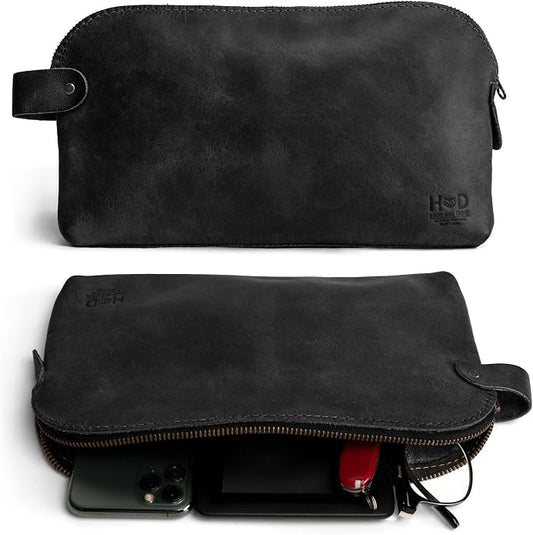 Hide & Drink, Large Rustic All Purpose Utility Bag for Cords & Chargers, Travel Bag, Multi-Purpose Bag, Full Grain Leather by HideDrink