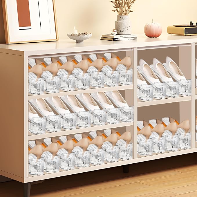 Shoe Slots Organizer,20 PACK Transparent Shoe Stacker Adjustable Shoe Slot Organizer Space Saver Shoe Rack Holder Shoe Storage Organizers for Closet,Transparent - Image 9