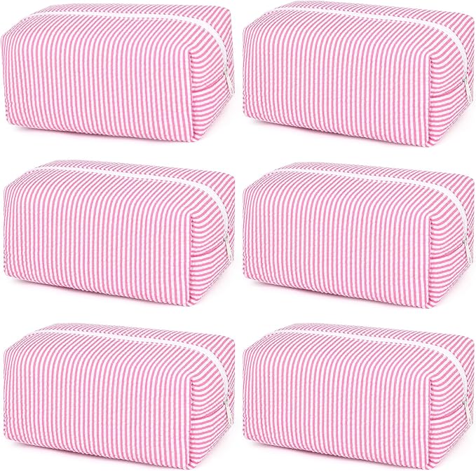 SOIDRAM 6PCS Bridesmaid Proposal Gifts Pink makeup bag bulk for Wedding Party Favors Bachelorette party decorations Toiletry Organizer Bag Cosmetic Case Gift - Image 5